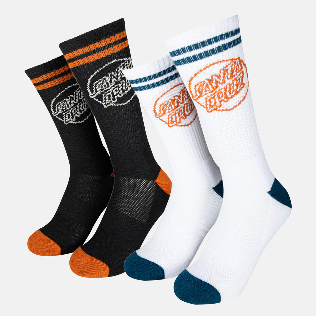 Santa Cruz Kick (2 Pack) Socks - Black / Pumpkin &amp; White / Dark Teal Bild 1