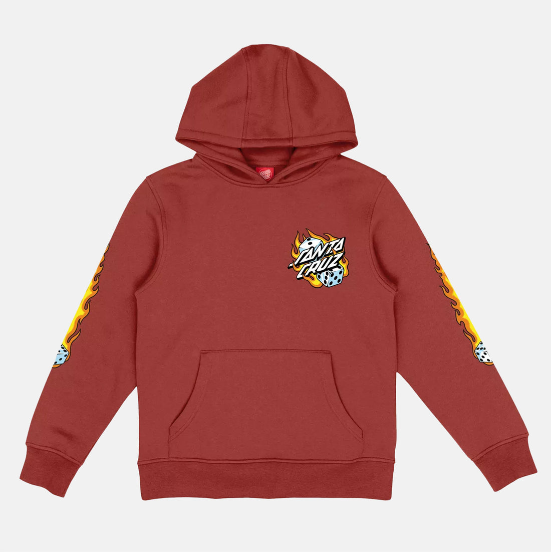 Santa Cruz Kids Flaming Dice Hoodie - Dark Rust Rot Bild 1
