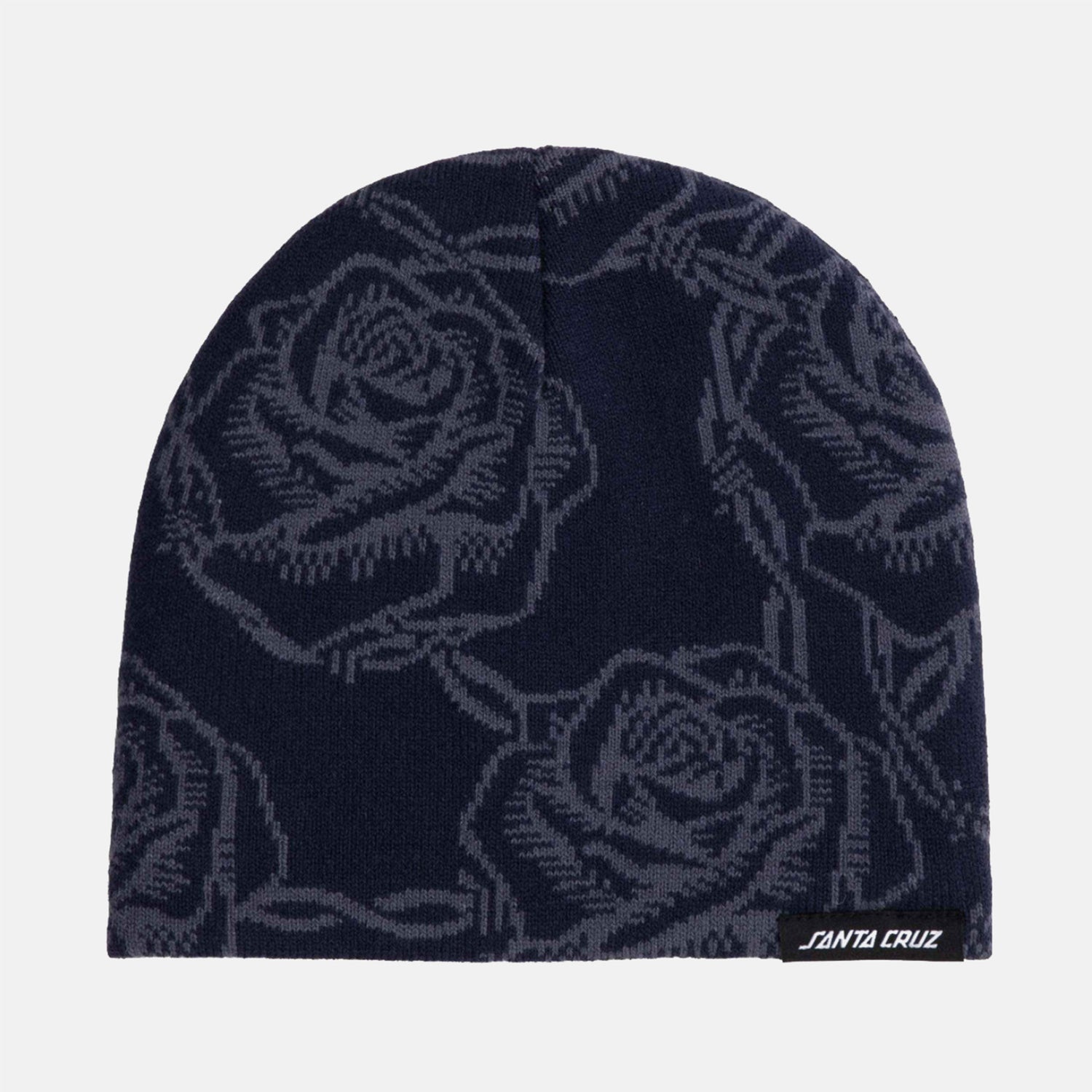 Santa Cruz Strip Skull Beanie - Navy Roses Blau Bild 1
