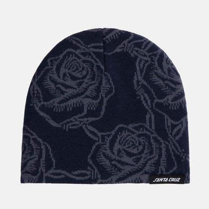 Santa Cruz Strip Skull Beanie - Navy Roses Blau Bild 1