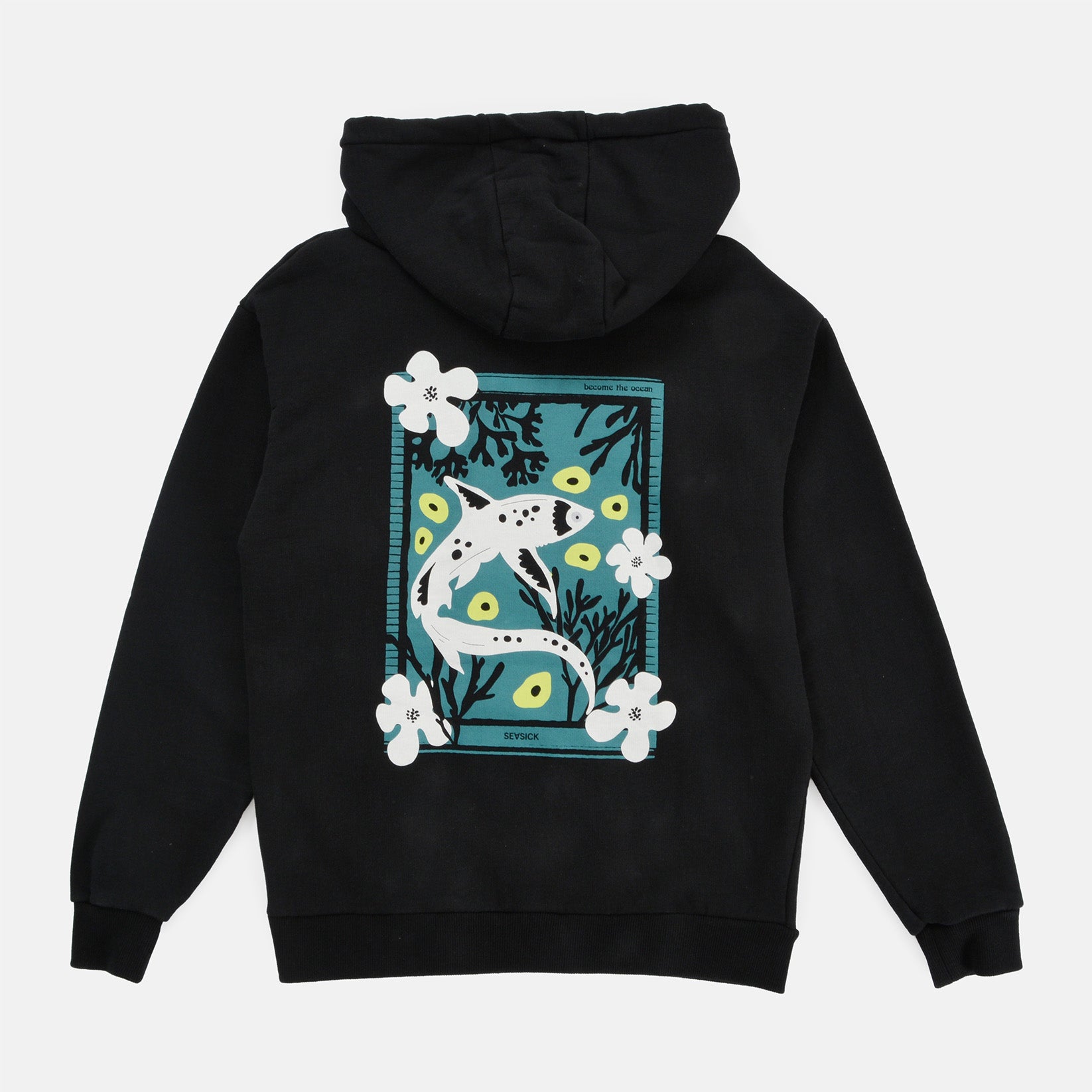 Seasick Flower &amp; Fish Hoodie - Black Schwarz Bild 1
