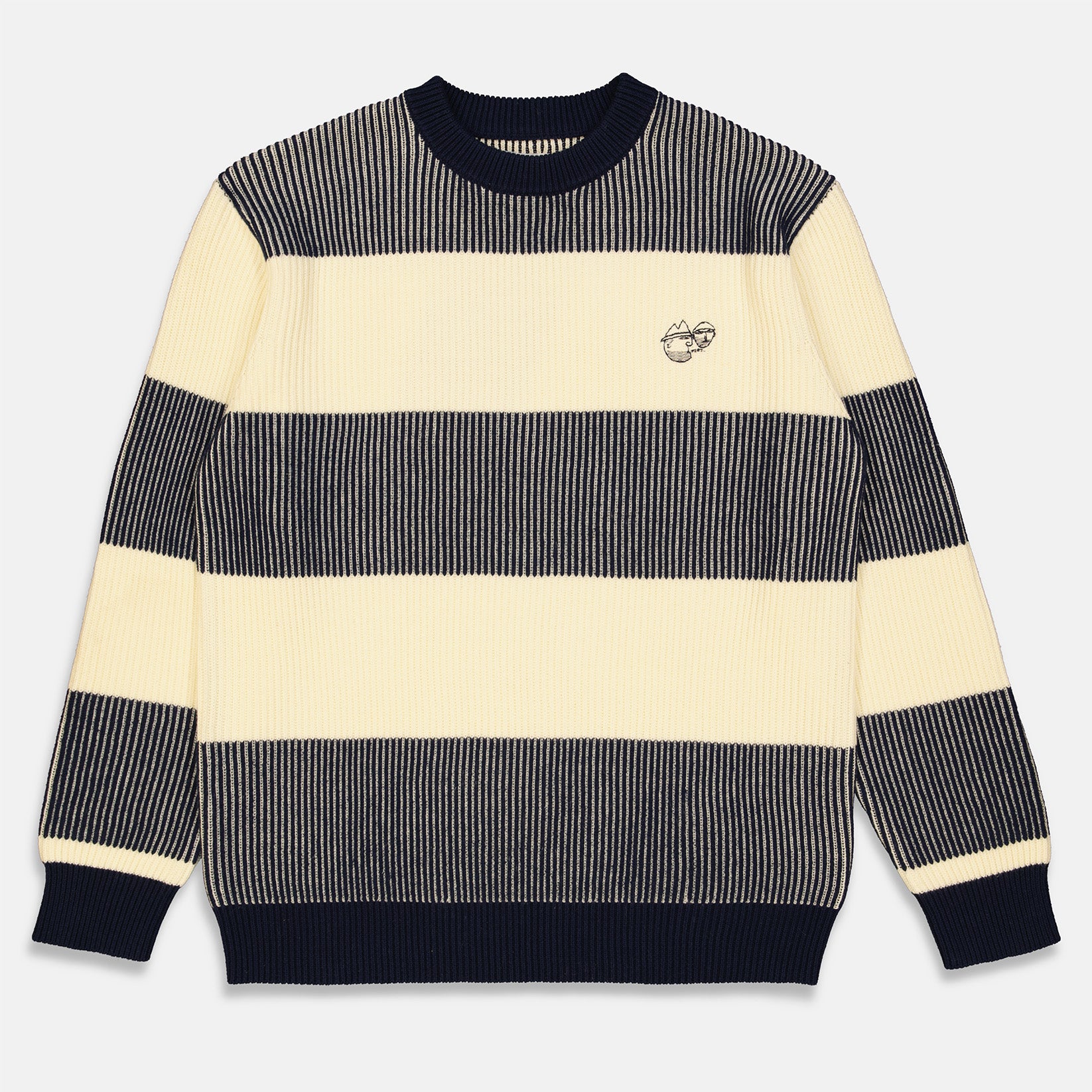 The Loose Company Pssst Knit Pullover - White / Navy Mehrfarbig Bild 1