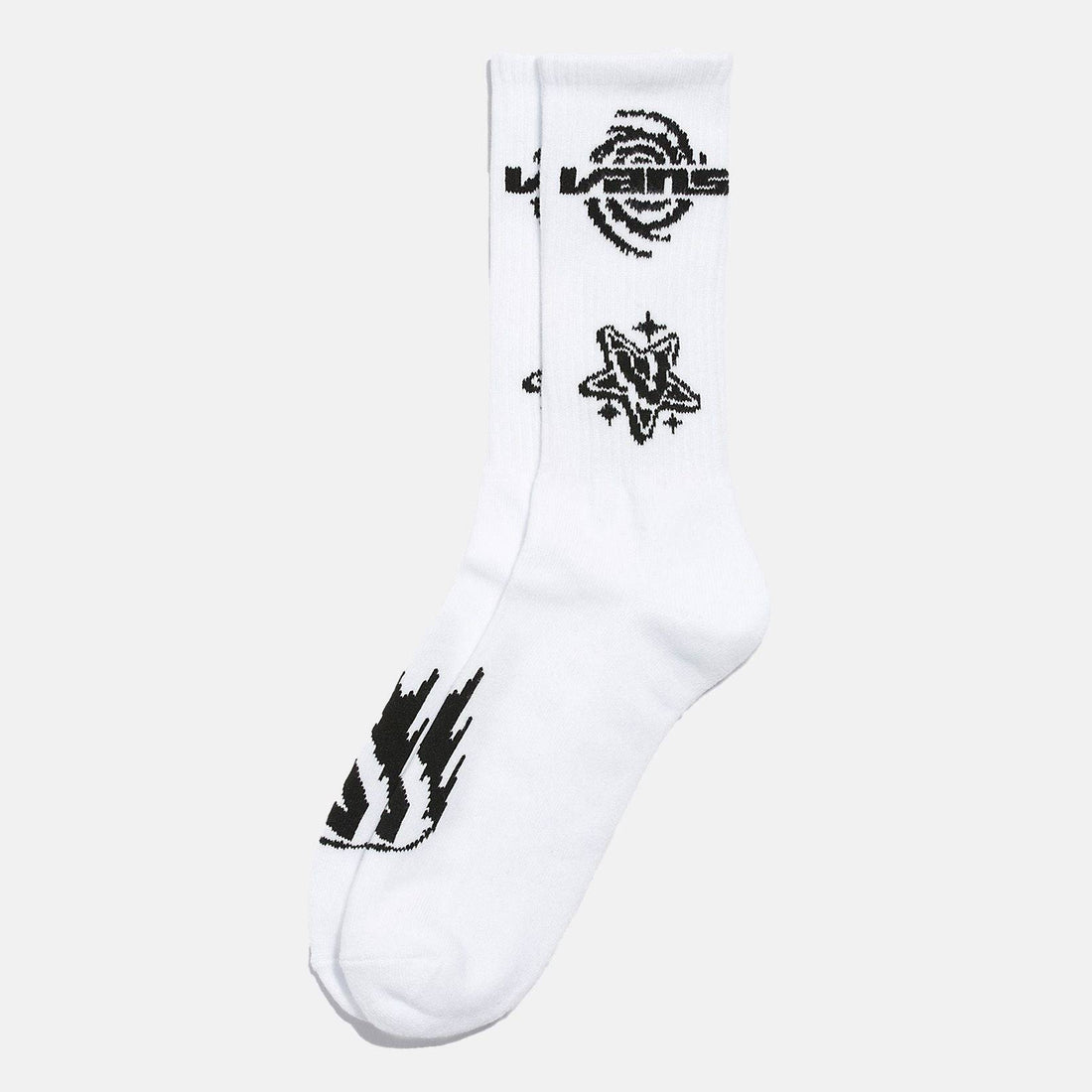 VANS Logo Space Crew Socks - White - Blowout Skateshop