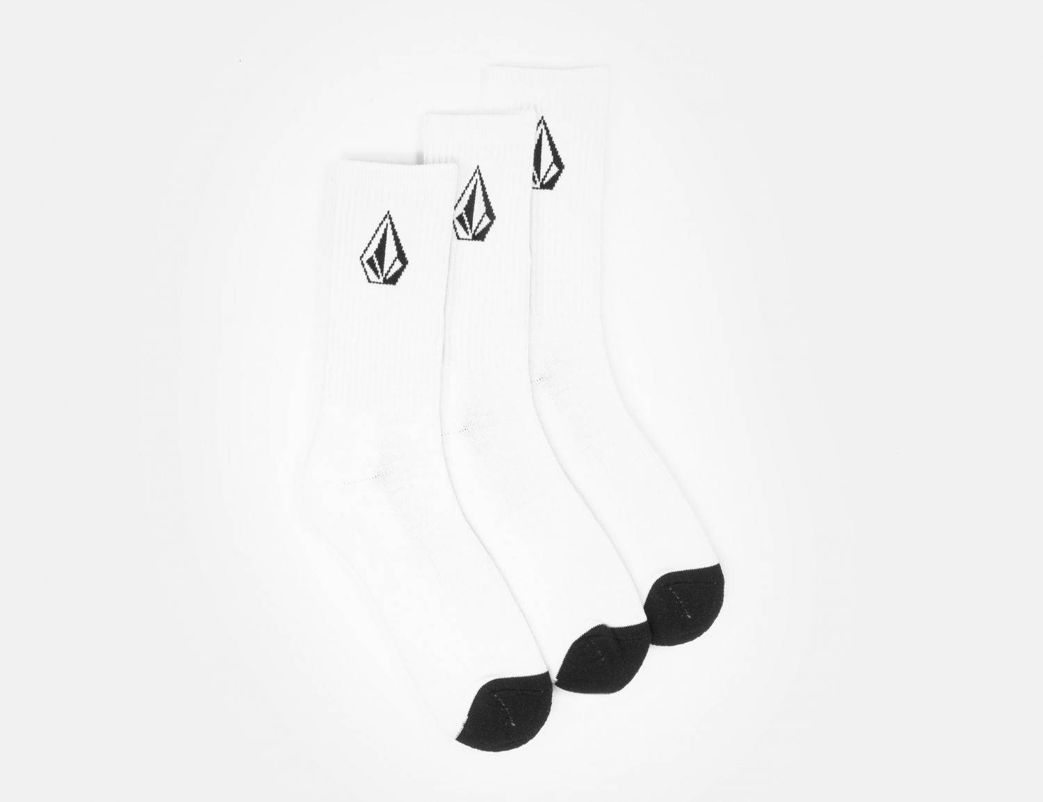 Volcom Full Stone Socks (3-PK) - White - Blowout Skateshop