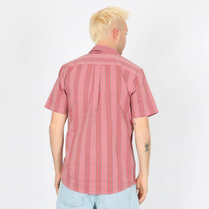 Volcom Newbar Stripe Woven Hemd - Washed Ruby - Blowout Skateshop