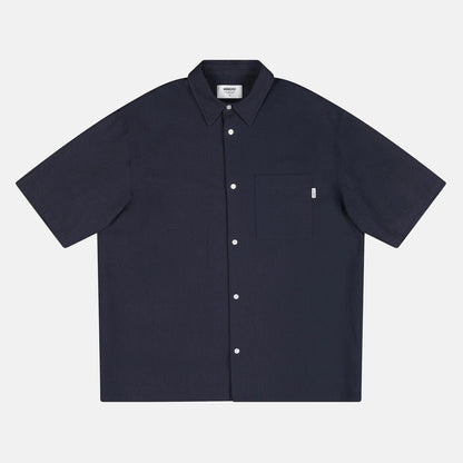 Wemoto Walker Seersucker S/S Hemd  - Dak Navy Blau Bild 1